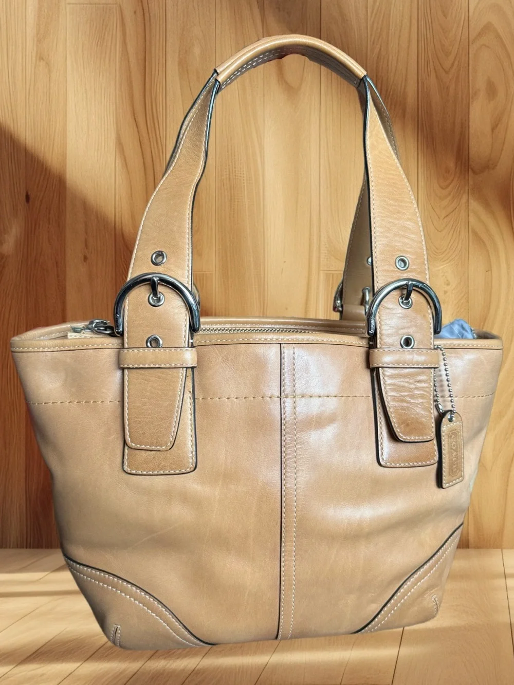 Coach Vintage Soho Glove Tanned Leather Tote Shoulder Bag Camel Tan 9544